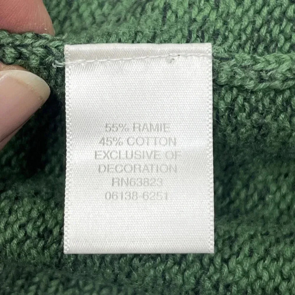 Christopher Banks Women’s Knit Sweater Green Size Large Hand Embroidered Cabin - Picture 8 of 12